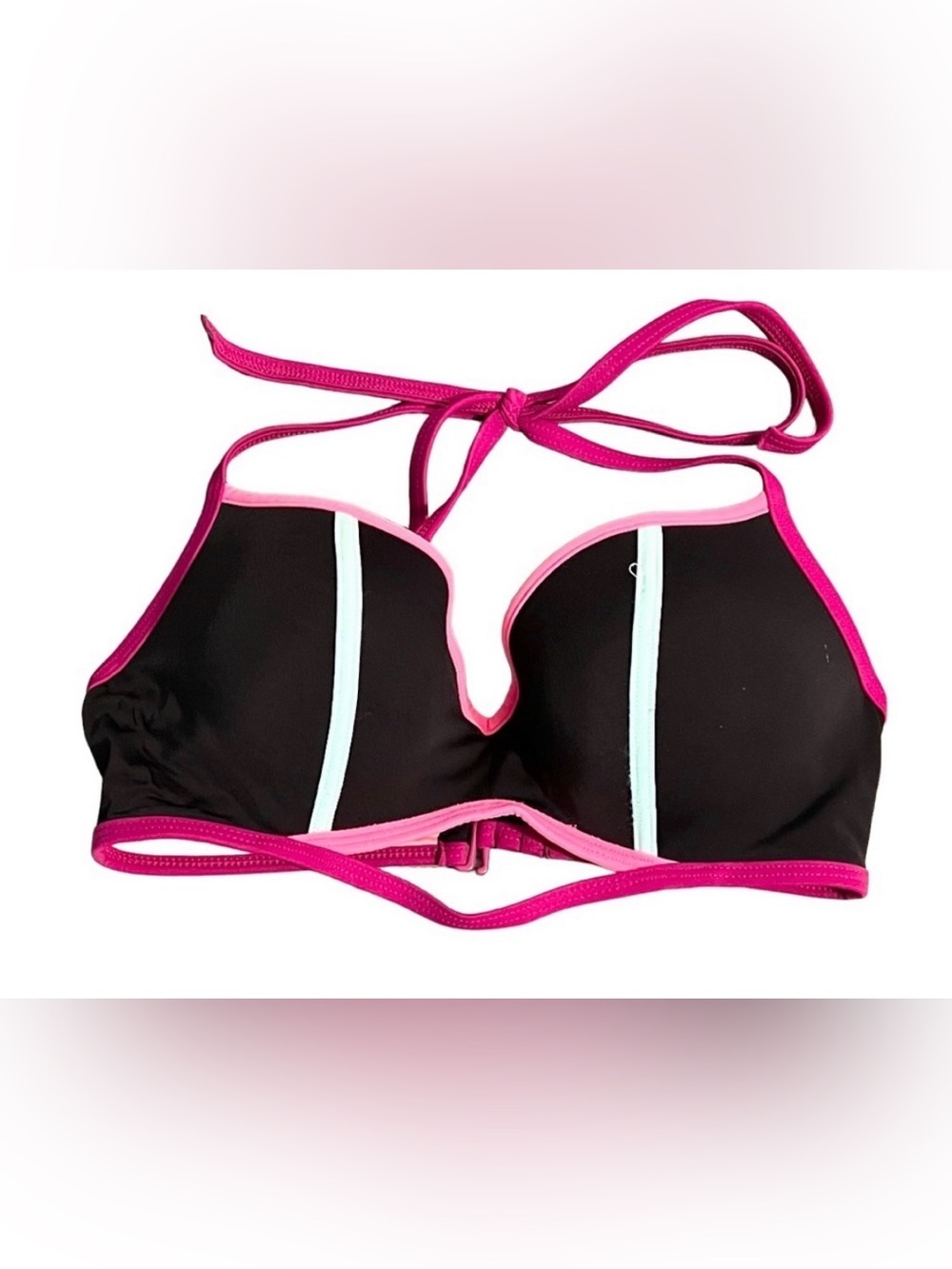 Pink Victoria Secret Bikini Top Bra Women’s Size S Black Pink D-DD